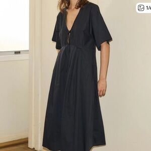 NWT Deiji Studios Black Midi Dress, Size S